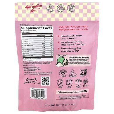 Legendairy Milk, She's Thirsty&reg;, Coconut Water Electrolyte Mix, Strawberry Lemon, 18 Stick Packs, 0.30 oz (8.4 g) Each