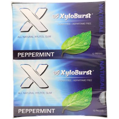 All Natural Xylitol Gum, М'ята перцева, Xyloburst, 12 упаковок, 12 штук в упаковці