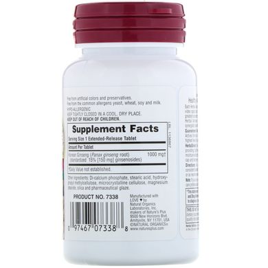 Екстракт кореня женьшеню Nature's Plus (Korean ginseng) 1000 мг 30 таблеток