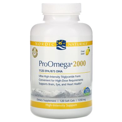 Омега-3 покращене поглинання лимон Nordic Naturals (ProOmega 2000) 1250 мг 120 м'яких гелевих капсул