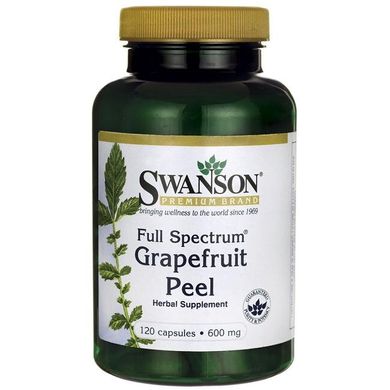 Грейпфрутова шкірка з повним спектром, Full-Spectrum Grapefruit Peel, Swanson, 600 мг, 120 капсул