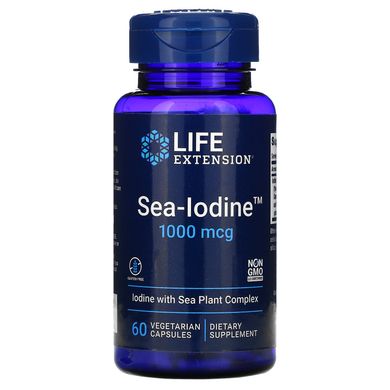 Морський йод, Sea-Iodine, Life Extension 1000 мкг, 60 рослинних капсул