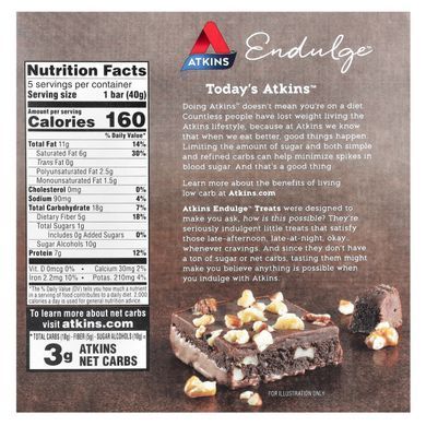 Chocolate bar with nuts Atkins 5 bars.