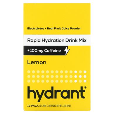 Hydrant, Смесь для быстрого увлажнения напитка + 100 мг кофеина, лимона, 12 пакетов, 0,28 унции (7,8 г) каждый купить в Киеве и Украине