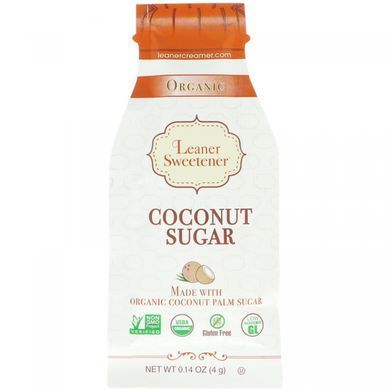Органический кокосовый сахар, Organic, Coconut Sugar, Leaner Creamer, 20 индивидуальных упаковок по 0,14 унции (4 г) каждый купить в Киеве и Украине