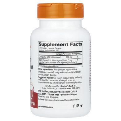 Коэнзим Q-10 с биоперином Doctor's Best (CoQ10 with Bioperine) 100 мг 120 капсул купить в Киеве и Украине