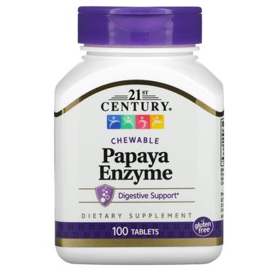 Ферменти папаї (Papaya Enzyme), 21st Century, 100 жувальних таблеток