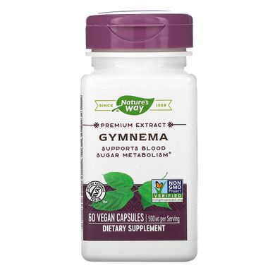 Джімнема стандартизована, Gymnema, Nature's Way, 500 мг, 60 вегетаріанських капсул