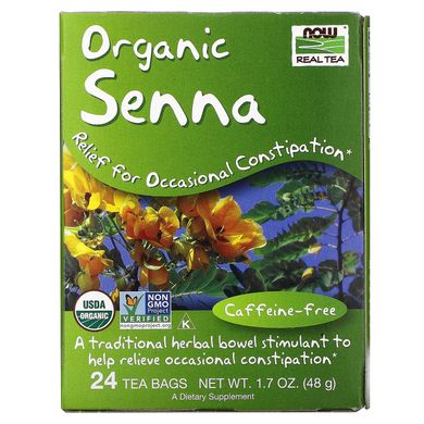 Чай із сенни без кофеїну Now Foods (Real Tea Senna Caffeine-Free) 24 пакетики 48 г