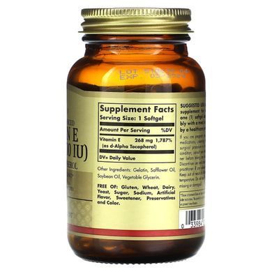 Natural Vitamin E Solgar (Vitamin E) 268 mg 400 IU 100 gelatin capsules