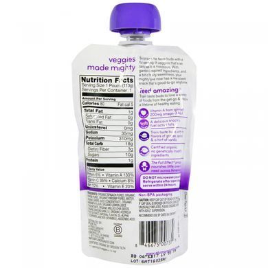 Organic nutrition, smoothie of vegetables and fruits, 113 g
