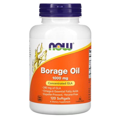 Олія бурачника Now Foods (Borage Oil) 1000 мг 120 м'яких капсул