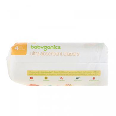 Сверх-впитывающие подгузники, размер 4, BabyGanics, 10-17 кг (22-37 lbs), 24 штуки купить в Киеве и Украине