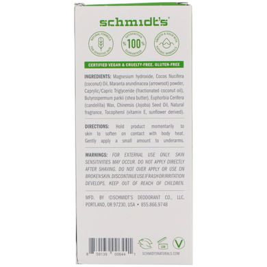 Для чувствительной кожи, жасминовый чай, Schmidt's Naturals, 3,25 унц. (92 г) купить в Киеве и Украине