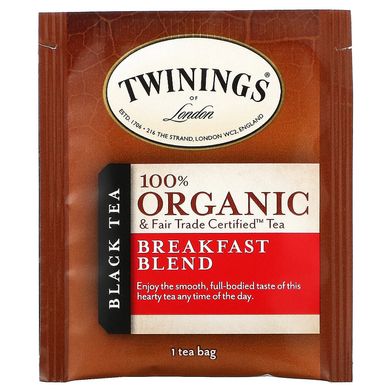 Чай чорний «Сніданок» суміш органік Twinings (Black Tea) 20 пак. 40 р