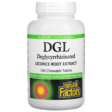 Natural Factors, DGL, дегліциризиновий екстракт кореня солодки, 180 жувальних таблеток