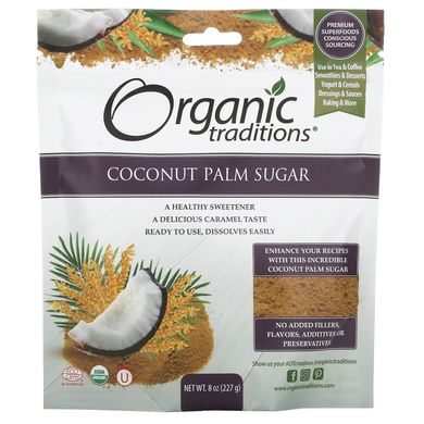 Organic Traditions, Цукор з кокосової пальми, 8 унцій (227 г)