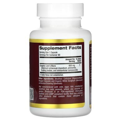 Левова грива California Gold Nutrition (Hericium Erinaceus) 90 капсул