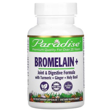 Бромелайн, формула для суглобів і травлення, Paradise Herbs, 500 мг, 60 вегетаріанських капсул