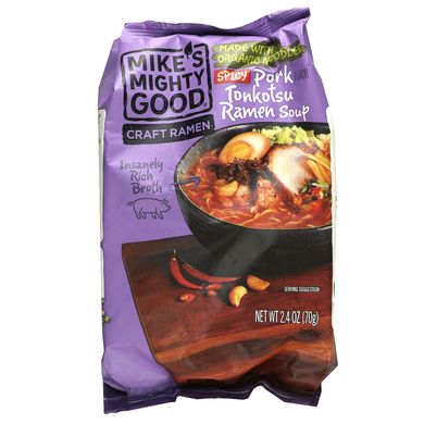 Гострий суп тонкоцу зі свинини рамен Mike's Mighty Good (Craft Ramen Spicy Pork Tonkotsu Ramen Soup) 70 г