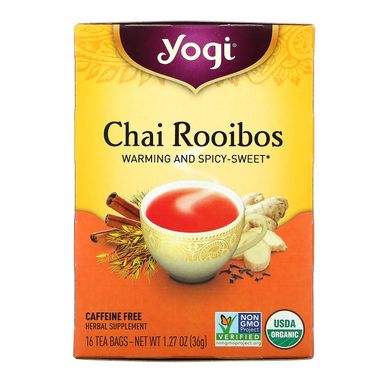Органічний чай ройбос без кофеїну, Yogi Tea, 16 чайних пакетиків, 127 унцій (36 г)