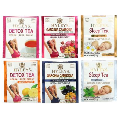Hyleys Tea, Detox Kit, 14-дневное очищение, разные вкусы, 42 чайных пакетика в фольгированных пакетиках, 2,22 унции (63,0 г) купить в Киеве и Украине