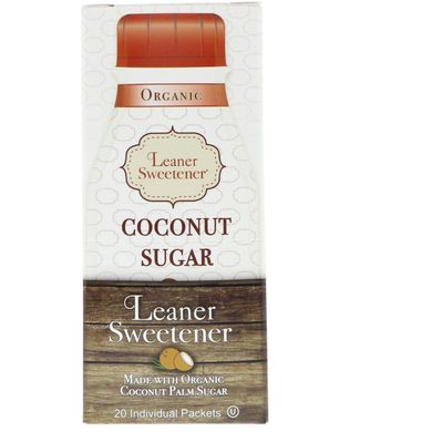 Органічний кокосовий цукор, Organic, Coconut Sugar, Leaner Creamer, 20 індивідуальних упаковок по 0,14 унції (4 г) кожен