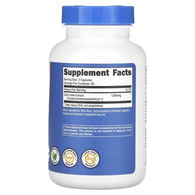 Nutricost, Cat's Claw, 1,000 mg, 120 Capsules (500 mg per Capsule) купить в Киеве и Украине