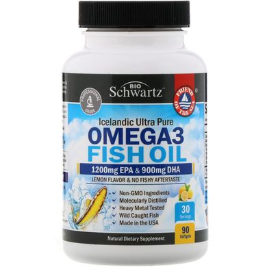 Омега-3 рыбий жир BioSchwartz (Omega-3 Fish Oil) 750 мг 90 капсул со вкусом лимона купить в Киеве и Украине