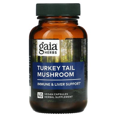 Gaia Herbs, Хвіст індички, гриб, 40 веганських капсул