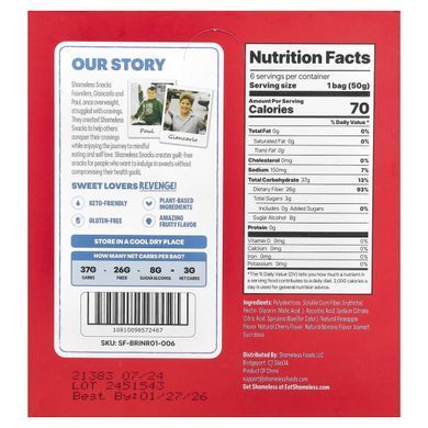 Shameless Snacks, Super Sour Gummy Candy, Blue Raspberry, 6 Bags, 1.8 oz (50 g) Each