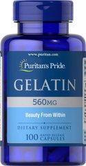 Желатин, Gelatin, Puritan's Pride, 560 мг, 100 капсул купить в Киеве и Украине
