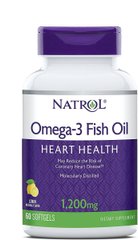 Риб'ячий жир ОМЕГА-3 Natrol (OMEGA-3 30%) 1200 мг 60 капсул зі смаком лимона