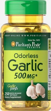 Часник без запаху, Odorless Garlic, Puritan's Pride, 500 мг, 250 капсул