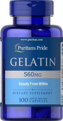 Желатин, Gelatin, Puritan's Pride, 560 мг, 100 капсул