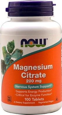 Магній цитрат Now Foods (Magnesium Citrate) 200 мг 100 таблеток