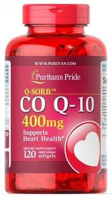 Коензим Q-10 Q-SORB ™, Q-Sorb ™ CO Q-10, Puritan's Pride, 400 мгГ, 120 капсул