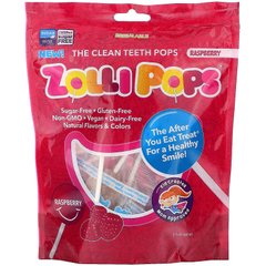 Чупачупси з малиною, The Clean Teeth Pops, Raspberry, Zollipops, 15 чупачупсів