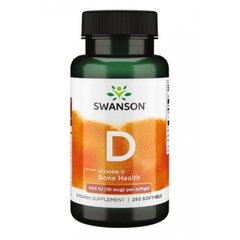 Витамин Д3 10 мкг Swanson (Vitamin D3 400 IU) 400 МЕ 250 мягких капсул купить в Киеве и Украине