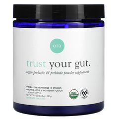 Ора, Trust Your Gut, веганська порошкова добавка з пробіотиками та пребіотиками, органічне яблуко та малина, 225 г (7,9 унції)