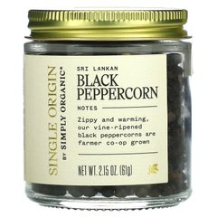 Simply Organic, Одного походження, чорний перець із Шрі-Ланки, 61 г (2,15 унції)