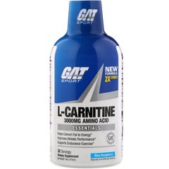 L-карнітин, амінокислота, блакитна малина, L-Carnitine, Amino Acid, Blue Raspberry, GAT, 3000 мг, 473 мл