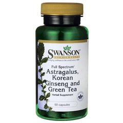 Астрагал, корейський женьшень і зелений чай, Full Spectrum Astragalus, Korean Ginseng,Green Tea, Swanson, 60 капсул