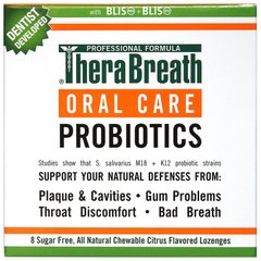 Догляд за порожниною рота, Oral Care Probiotics, цитрусовий аромат, TheraBreath, 8 пастилок без цукру