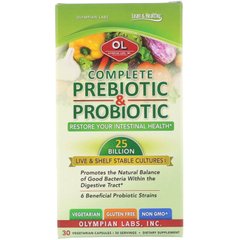 Пребіотики та пробіотики Olympian Labs Inc. (Complete Prebiotic & Probiotic) 30 вегетаріанських капсул