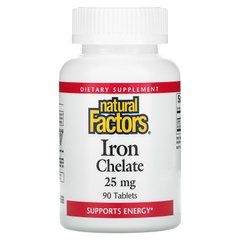 Залізо хелат Natural Factors (Iron Chelate) 25 мг 90 таблеток