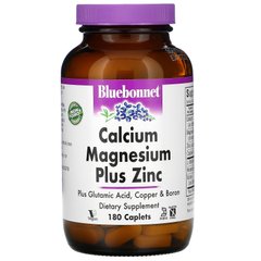 Кальцій, магній + цинк, Bluebonnet Nutrition, 180 капсул