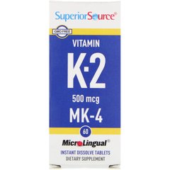 Витамин K2, Superior Source, 500 мкг, 60 микролингвальных быстрорастворимых таблеток купить в Киеве и Украине