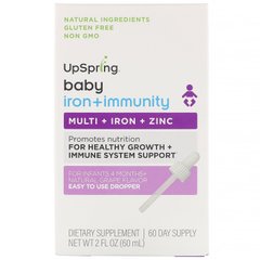 Залізо + Імунітет для дітей, Baby, натуральний виноградний, Iron + Immunity, Baby, Natural Grape, UpSpring, 60 мл