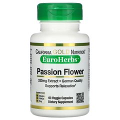 Пассифлора экстракт California Gold Nutrition (Passion Flower EuroHerbs) 250 мг 60 вегетарианских капсул купить в Киеве и Украине